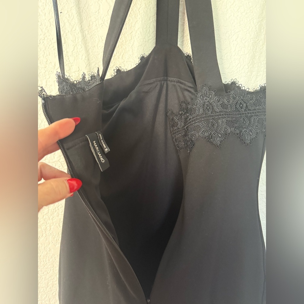 Marciano Black Lace-Trim Halter Style Evening Dress - Picture 4 of 16